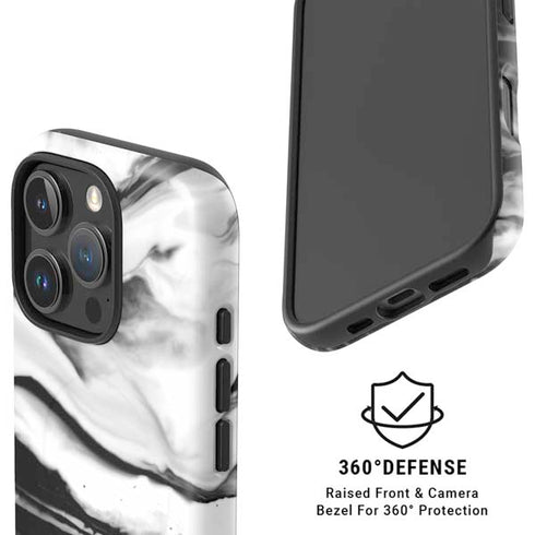 Black and White Marble Ink iPhone 16 Pro Magsafe Impact Case